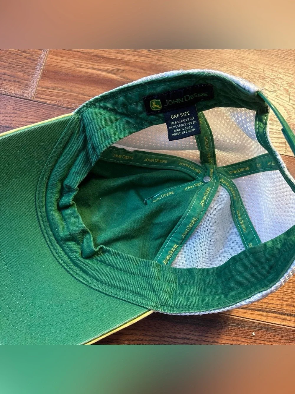 Green & White John Deere Adjustable Hat